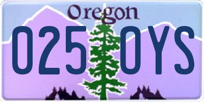 OR license plate 025OYS