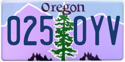 OR license plate 025OYV