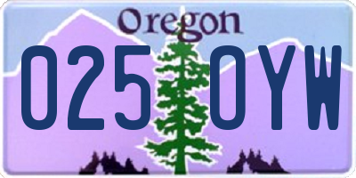 OR license plate 025OYW