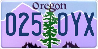 OR license plate 025OYX