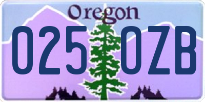 OR license plate 025OZB