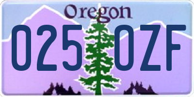OR license plate 025OZF
