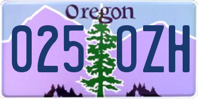 OR license plate 025OZH