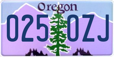 OR license plate 025OZJ