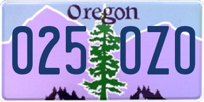 OR license plate 025OZO