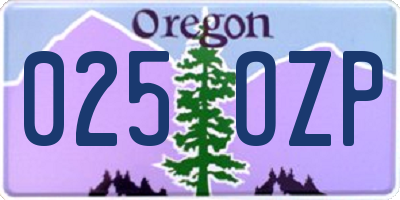 OR license plate 025OZP