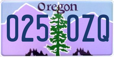 OR license plate 025OZQ