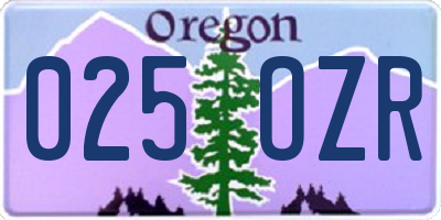 OR license plate 025OZR