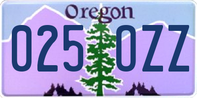 OR license plate 025OZZ