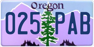 OR license plate 025PAB