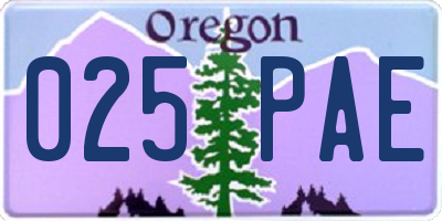 OR license plate 025PAE