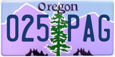 OR license plate 025PAG