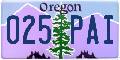 OR license plate 025PAI