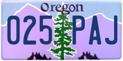 OR license plate 025PAJ