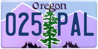 OR license plate 025PAL