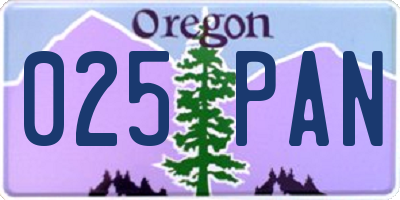 OR license plate 025PAN