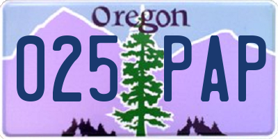 OR license plate 025PAP