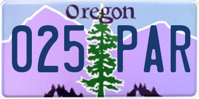 OR license plate 025PAR