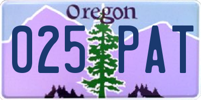 OR license plate 025PAT