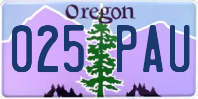 OR license plate 025PAU