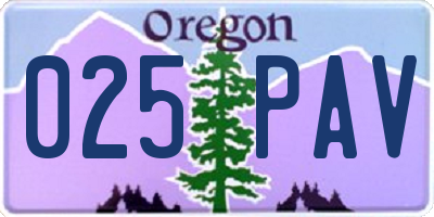 OR license plate 025PAV