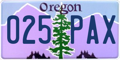 OR license plate 025PAX
