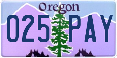 OR license plate 025PAY