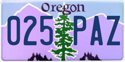 OR license plate 025PAZ