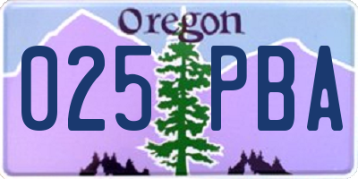 OR license plate 025PBA