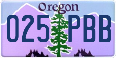 OR license plate 025PBB