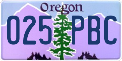 OR license plate 025PBC