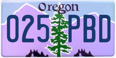 OR license plate 025PBD