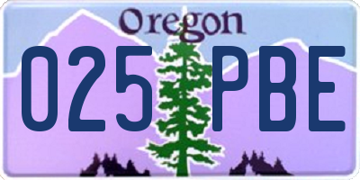 OR license plate 025PBE