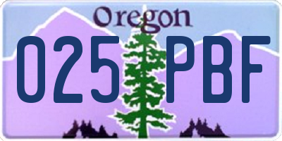 OR license plate 025PBF