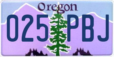 OR license plate 025PBJ