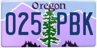 OR license plate 025PBK