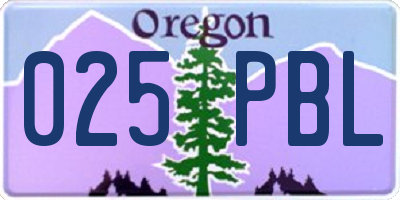 OR license plate 025PBL