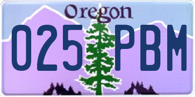 OR license plate 025PBM