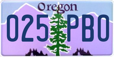 OR license plate 025PBO