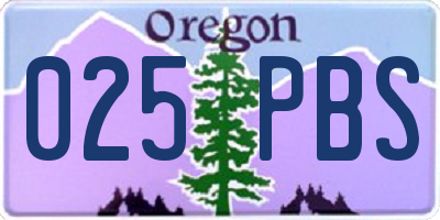 OR license plate 025PBS