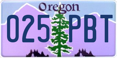 OR license plate 025PBT