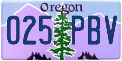OR license plate 025PBV