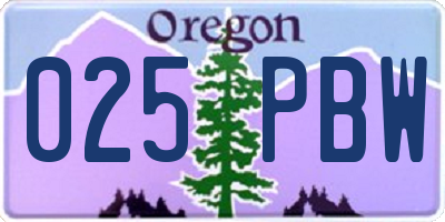 OR license plate 025PBW