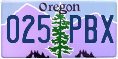 OR license plate 025PBX