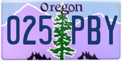 OR license plate 025PBY