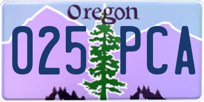 OR license plate 025PCA