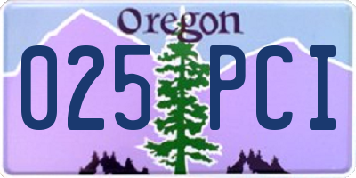 OR license plate 025PCI
