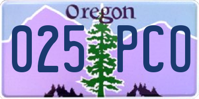 OR license plate 025PCO