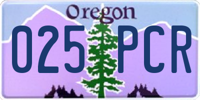 OR license plate 025PCR