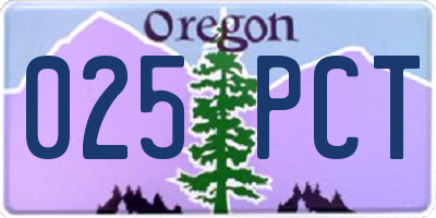 OR license plate 025PCT